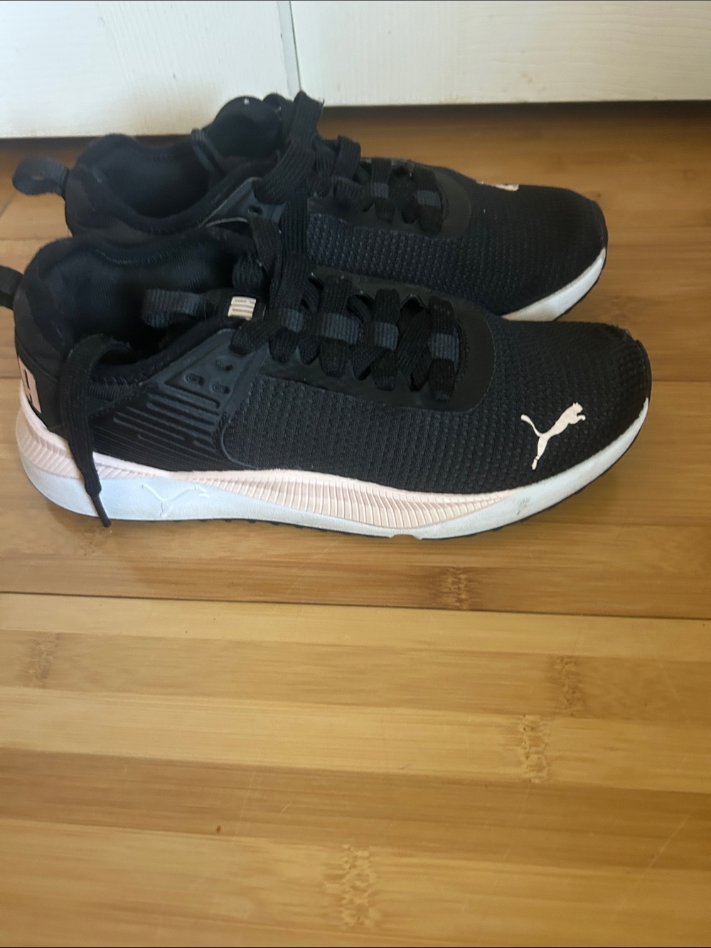Puma Black Knit Sneakers with pink Logo Accents - Picture 4 of 5